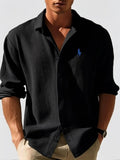 Men's Loose-Fit Waffle-Knit Collared Shirt