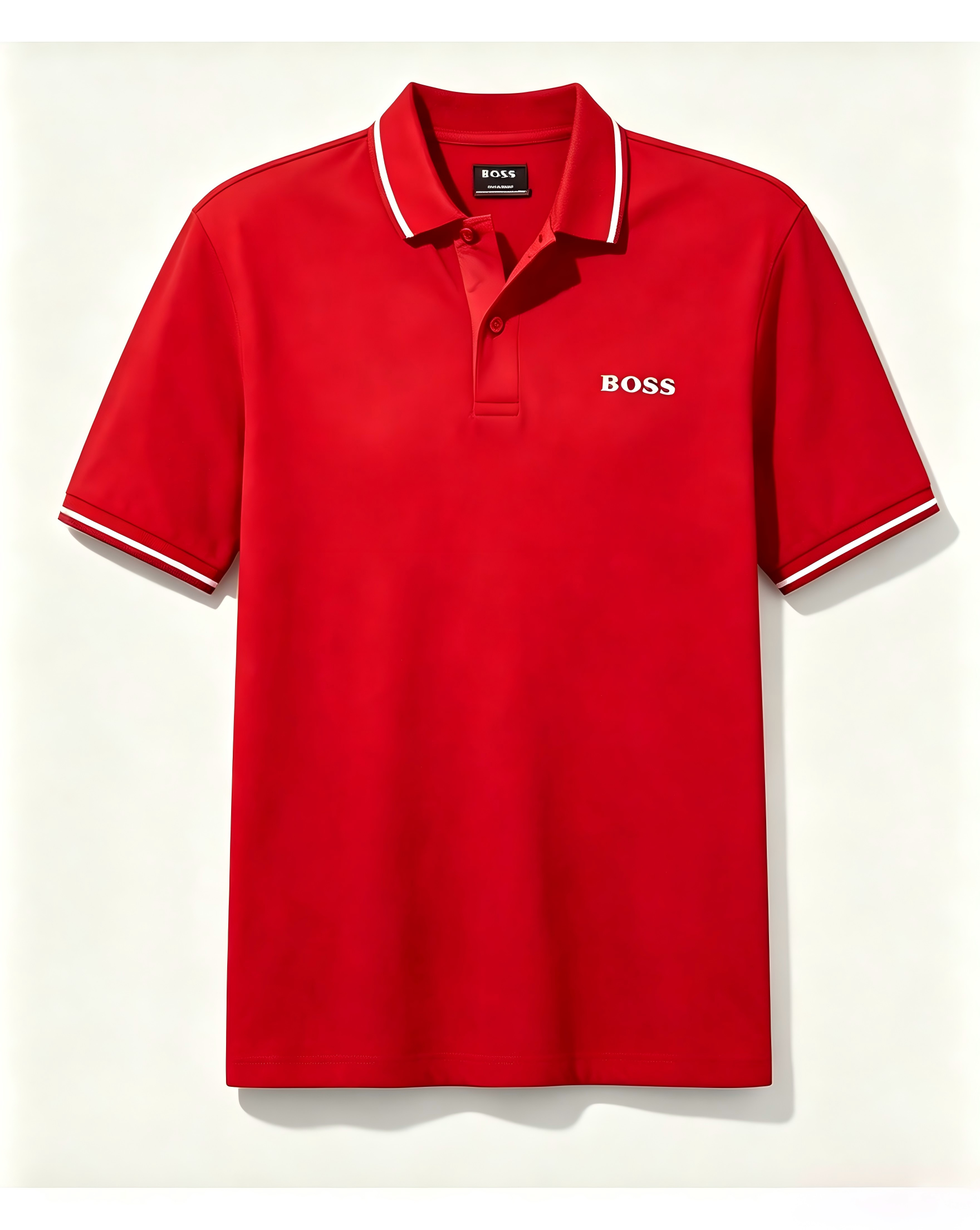Men's Casual Short-Sleeve Polo Shirt with Striped Collar