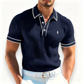 Men's Polo Shirt with White Piping Detail – Embroidered Short-Sleeve Smart-Casual Golf Top