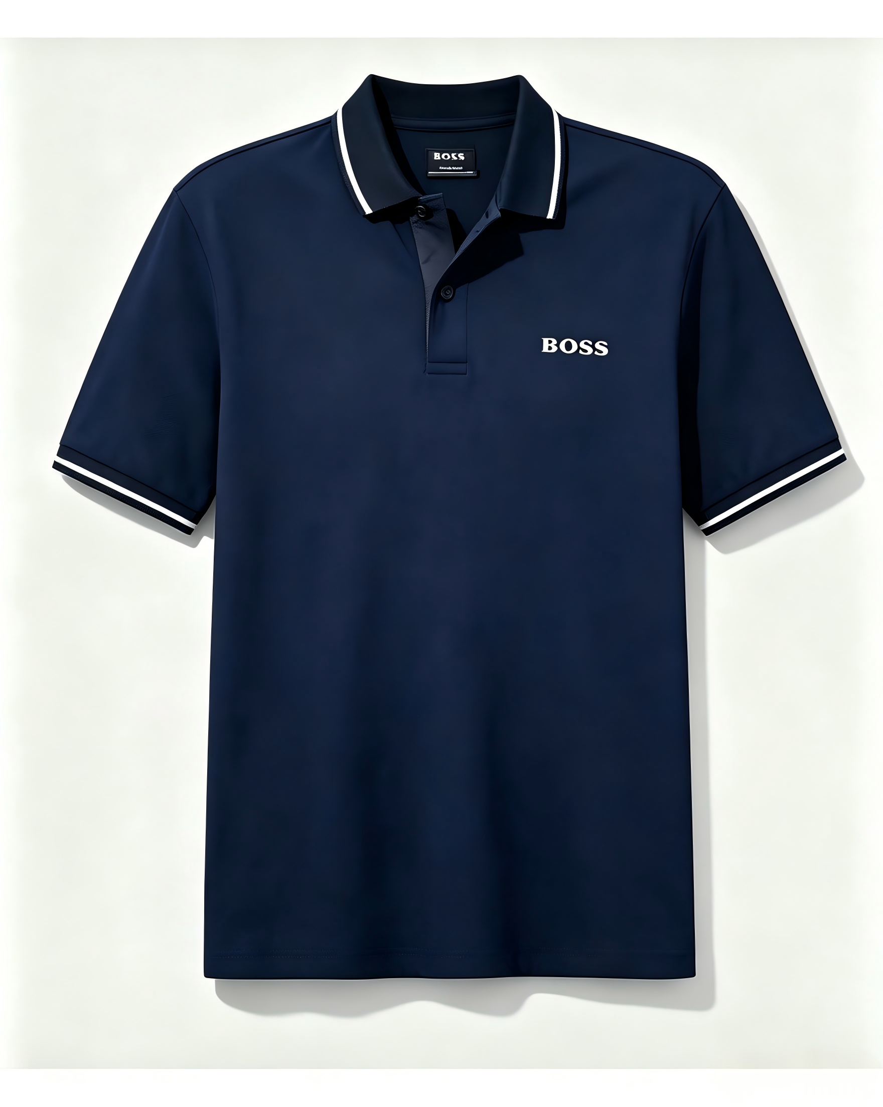 Men's Casual Short-Sleeve Polo Shirt with Striped Collar