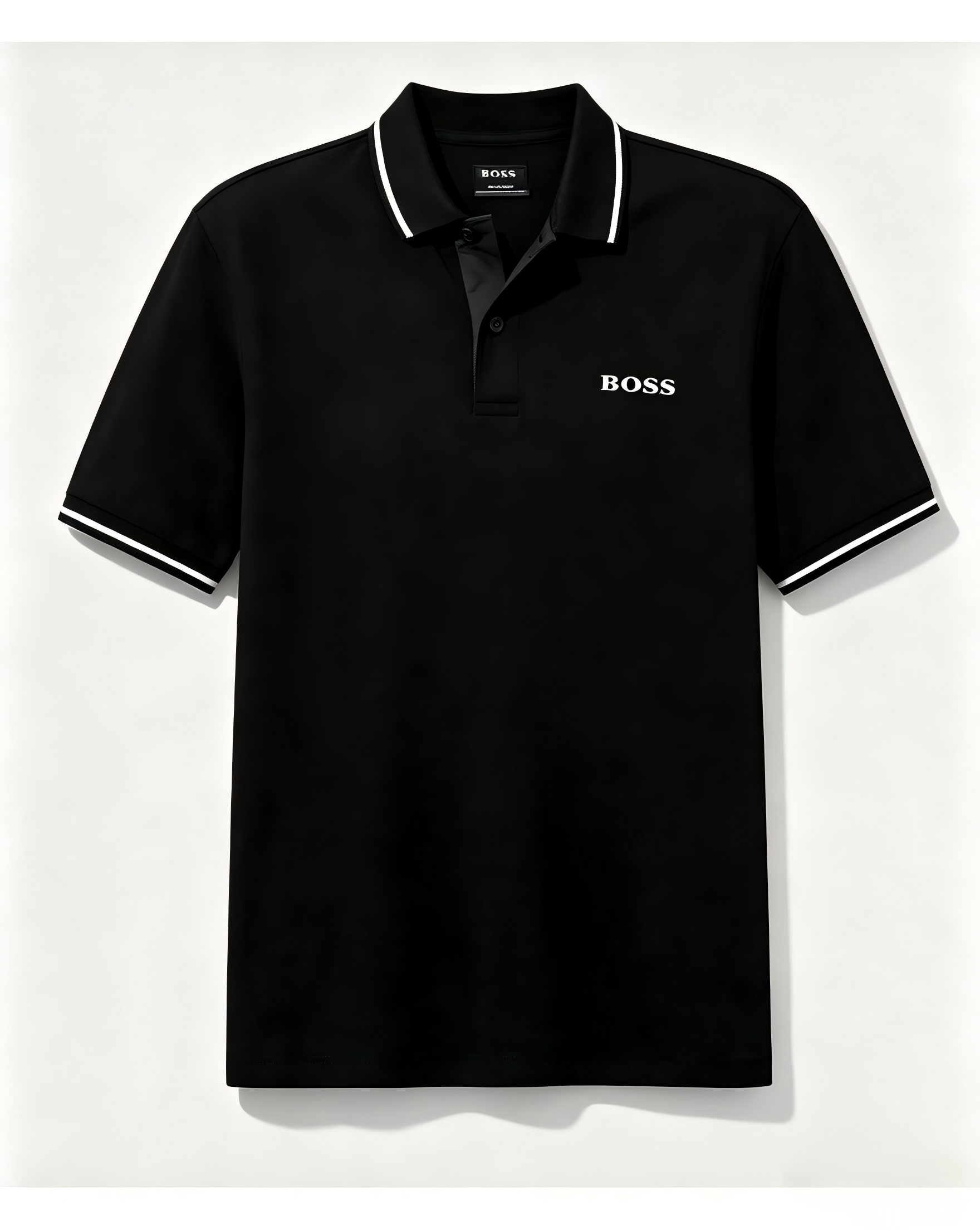 Men's Casual Short-Sleeve Polo Shirt with Striped Collar
